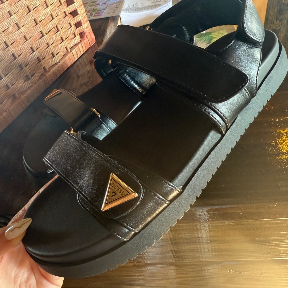 Guess Black Strap Sandals